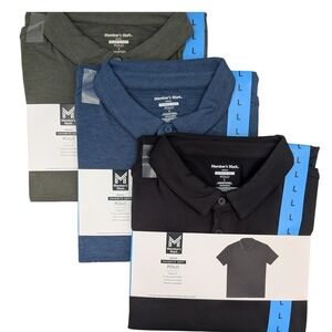 BUNDLE Member's Mark Mens Soft Polo Shirt L Classic Fit 4 Way‎ Moisture Wicking